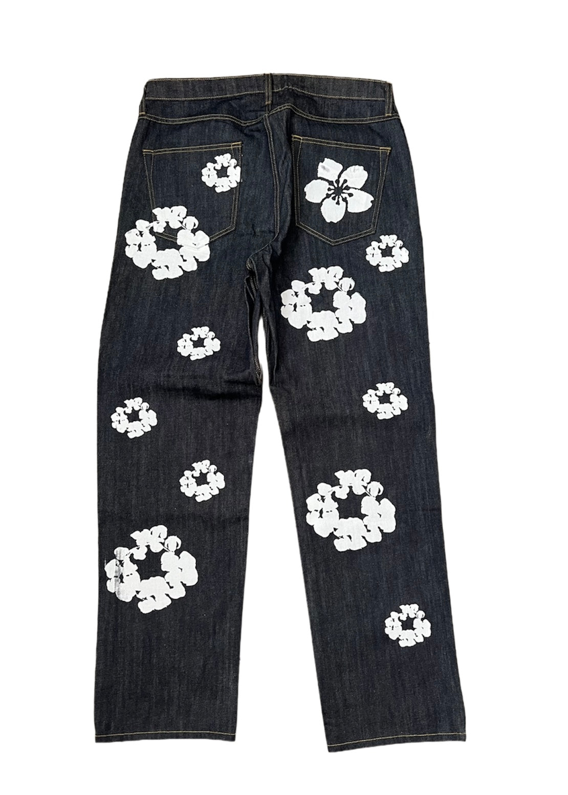 floral denim pants